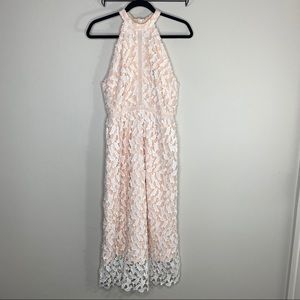 Cherish White Floral Lace Mesh Midi Dress